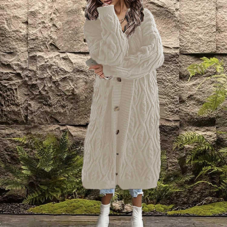 Damen Strickmantel mit kunstvollem Zopfmuster ModeGeist