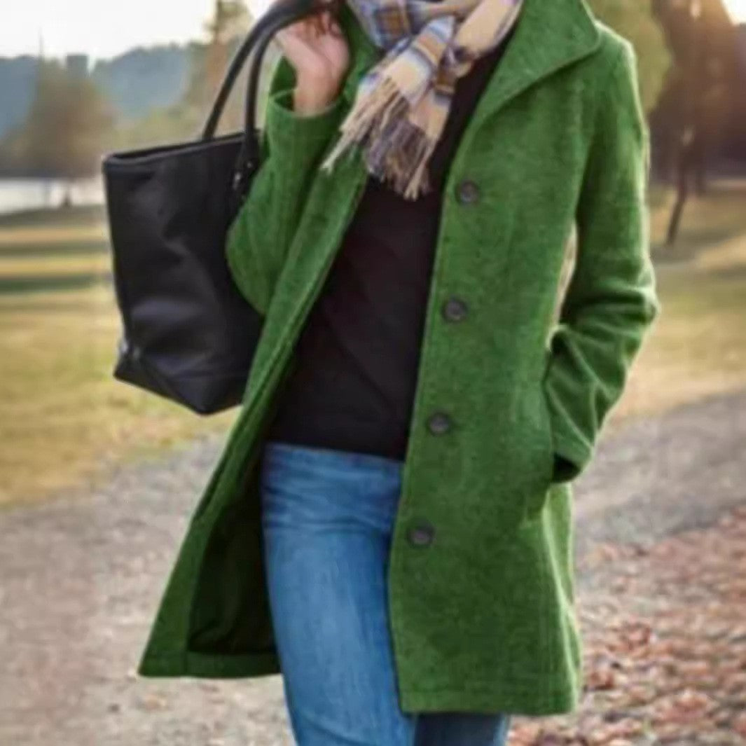 Damen Elegante Wollmantel mit modernen Knopfdetails ModeGeist