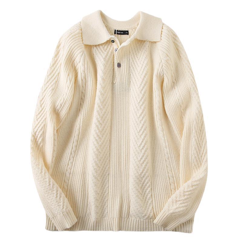 Herren Strickpullover mit klassischem Rautenmuster und Knopfleiste ModeGeist
