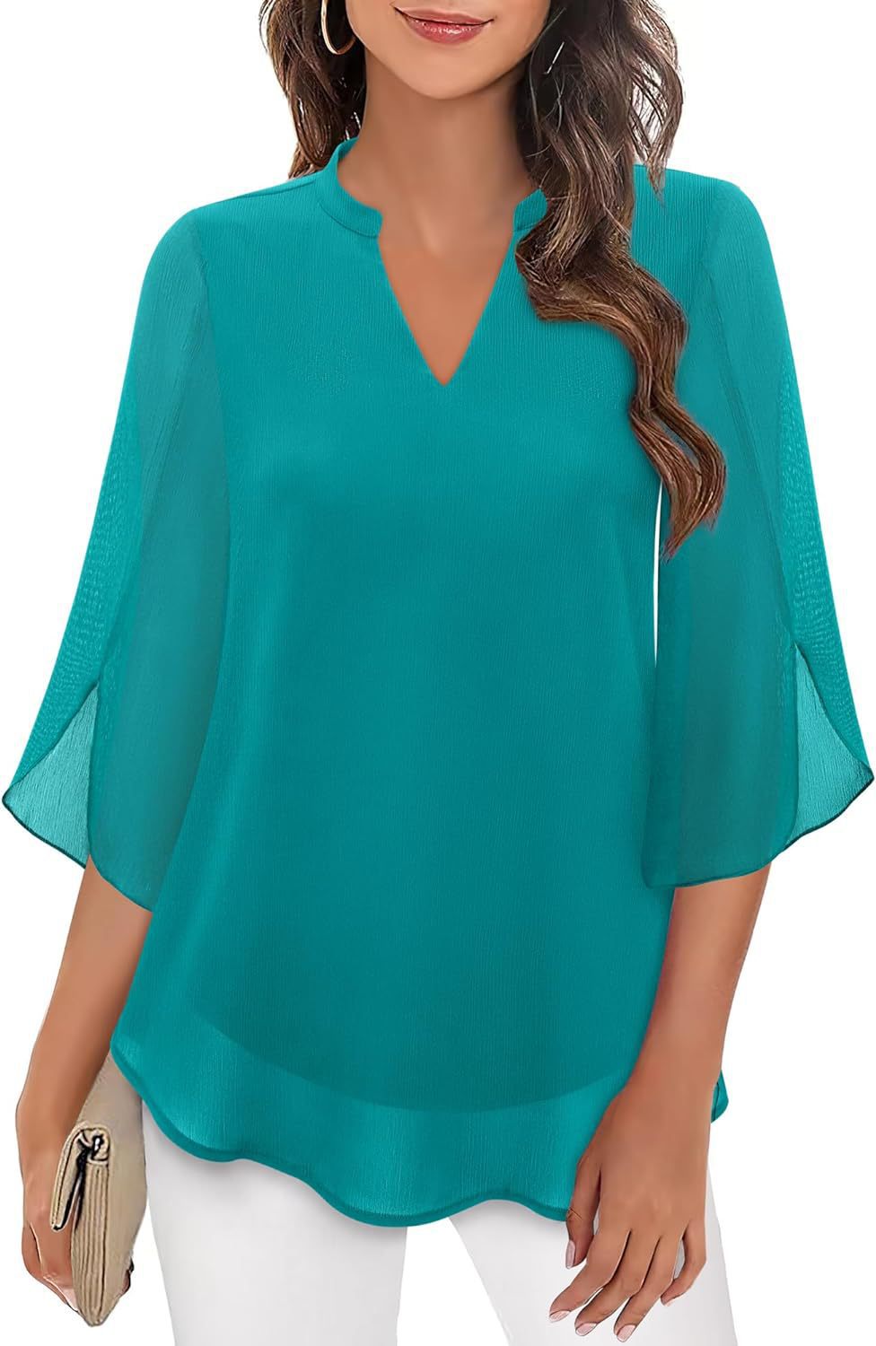 Damen luftige Bluse mit ausgestellten Ärmeln ModeGeist