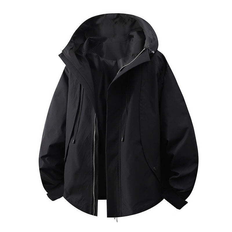 Damen winddichte Übergangsjacke mit Kapuze und verstellbarem Kordelzug ModeGeist