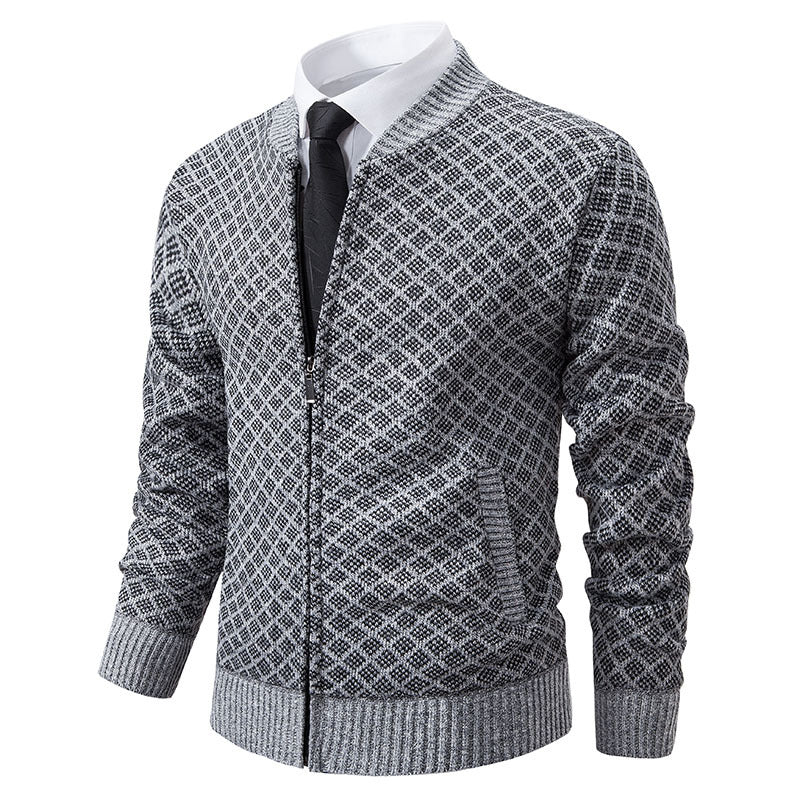 Herren Strickjacke mit modernem Zippverschluss und strukturiertem Design ModeGeist
