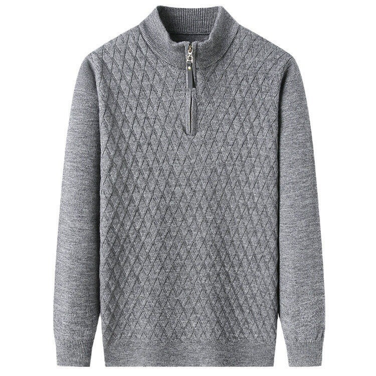 Herren Strickpullover mit modernem Rautenmuster und Reißverschluss ModeGeist