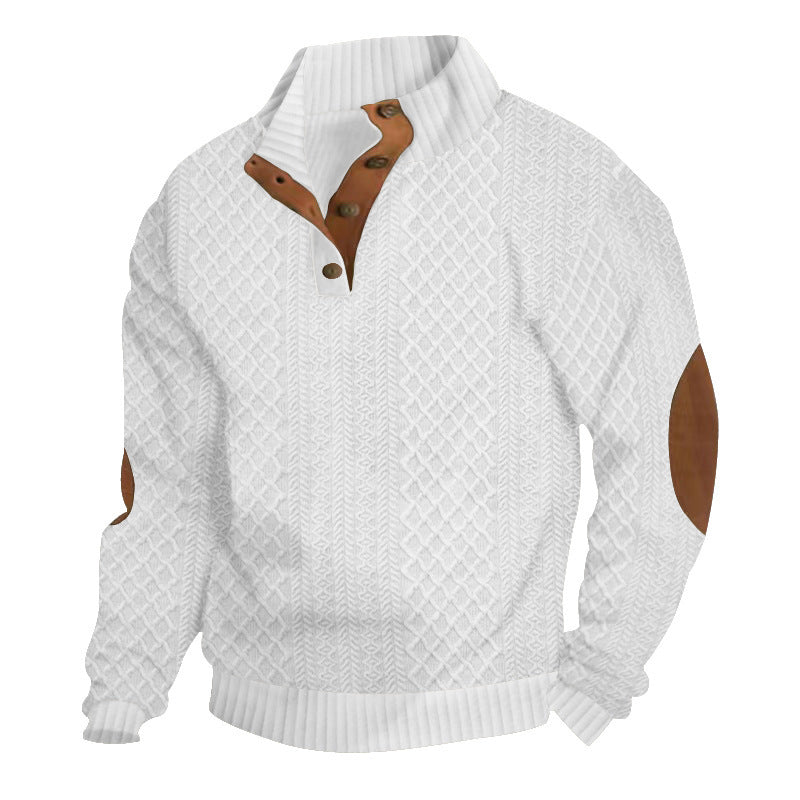 Damen lässiger Strickpullover mit strukturiertem Kragen Applikationen ModeGeist
