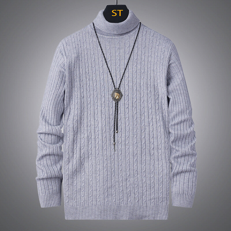 Herren Rollkragenpullover mit strukturiertem Zopfmuster ModeGeist