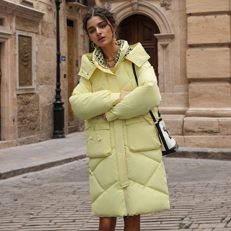 Damen gefütterter langärmliger Winterparka mit verstellbarem Kapuzenkragen und praktischen Taschen ModeGeist