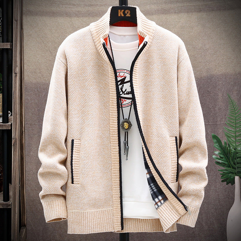Herren Strickjacke mit Stehkragen und Taschen ModeGeist
