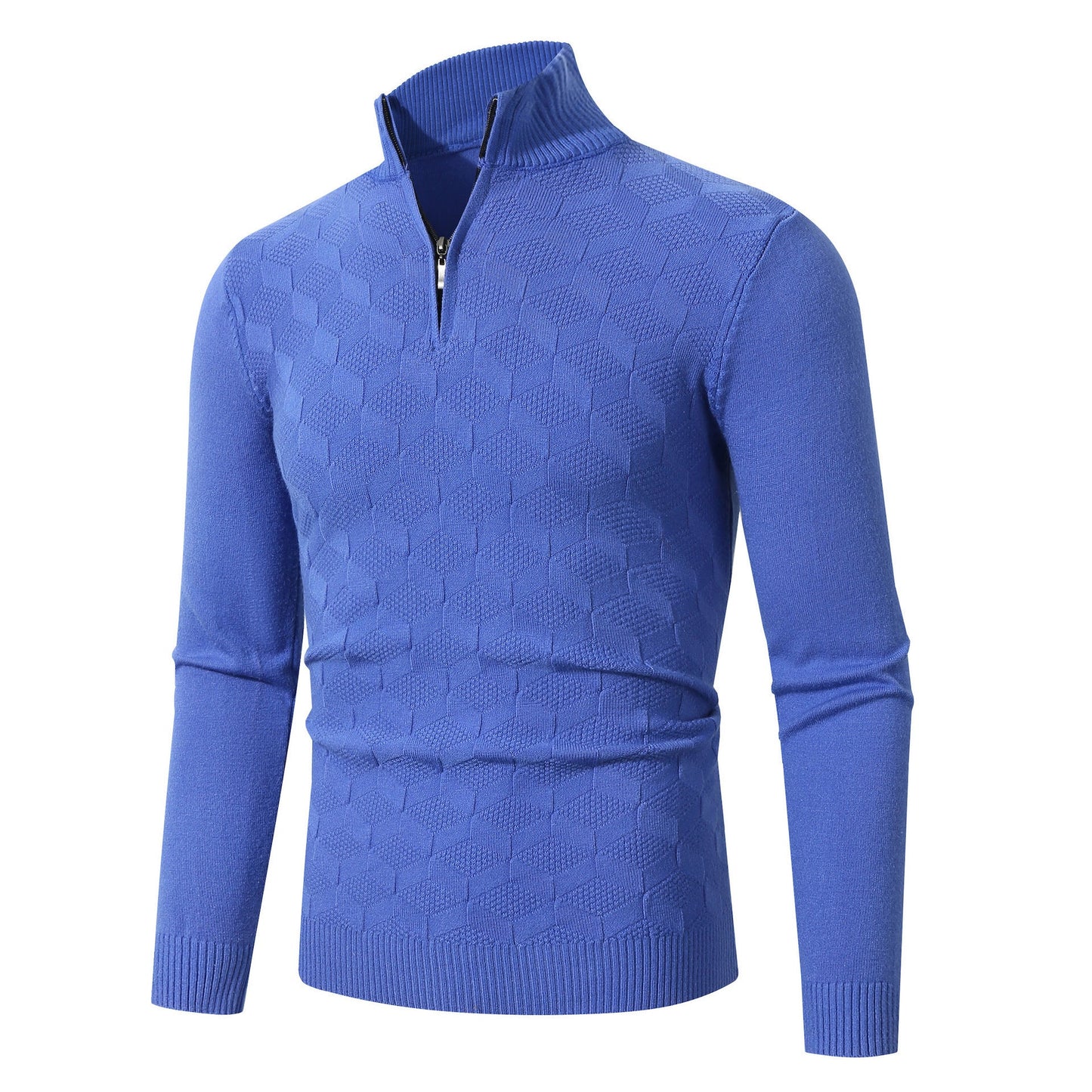 Herren lässiger Strickpullover mit halbem Reißverschluss und strukturiertem Muster ModeGeist