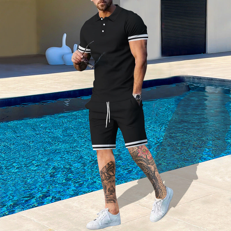 Herren Poloshirt und Shorts-Set mit sportlichen Akzenten ModeGeist