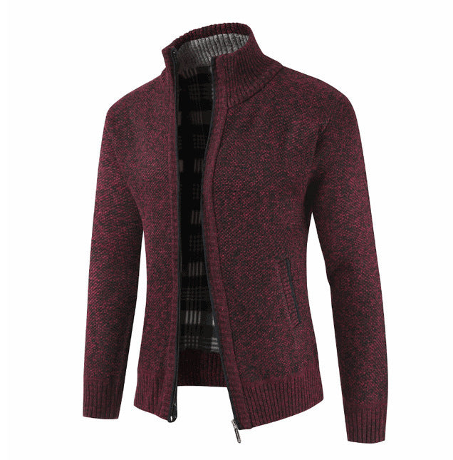 Herren Strickjacke mit hohem Kragen und seitlichen Taschen ModeGeist