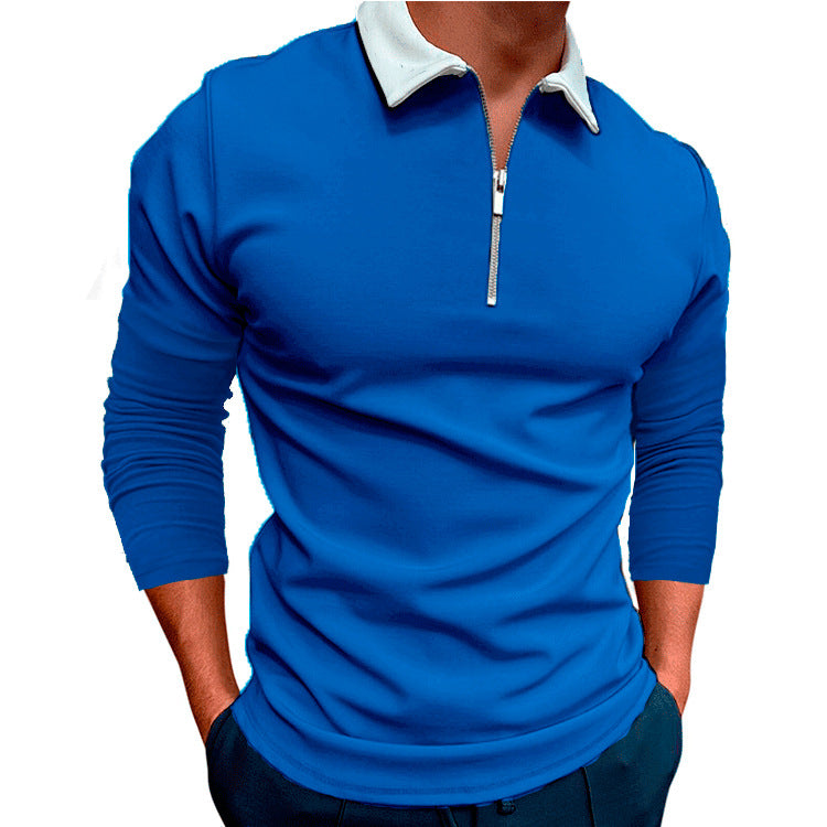Herren sportlicher Pullover mit 1/4 Reißverschluss und kontrastierendem Kragen ModeGeist