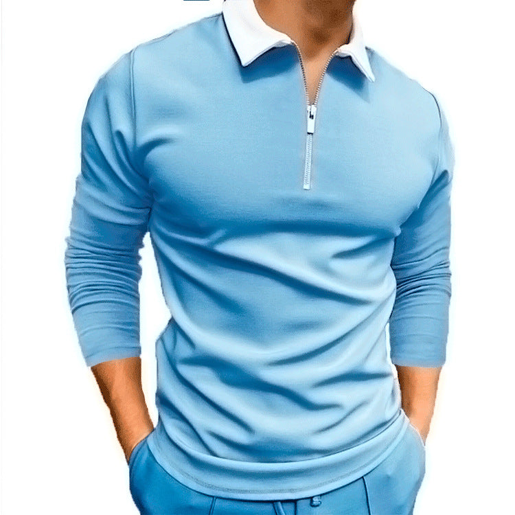 Herren sportlicher Pullover mit 1/4 Reißverschluss und kontrastierendem Kragen ModeGeist
