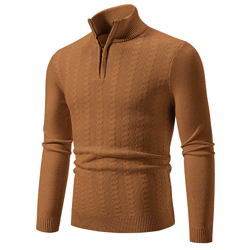 Herren Pullover mit Stehkragen und Zipper ModeGeist