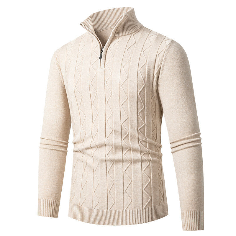 Herren Strickpullover mit stylischem Reißverschluss und Zopfmuster ModeGeist