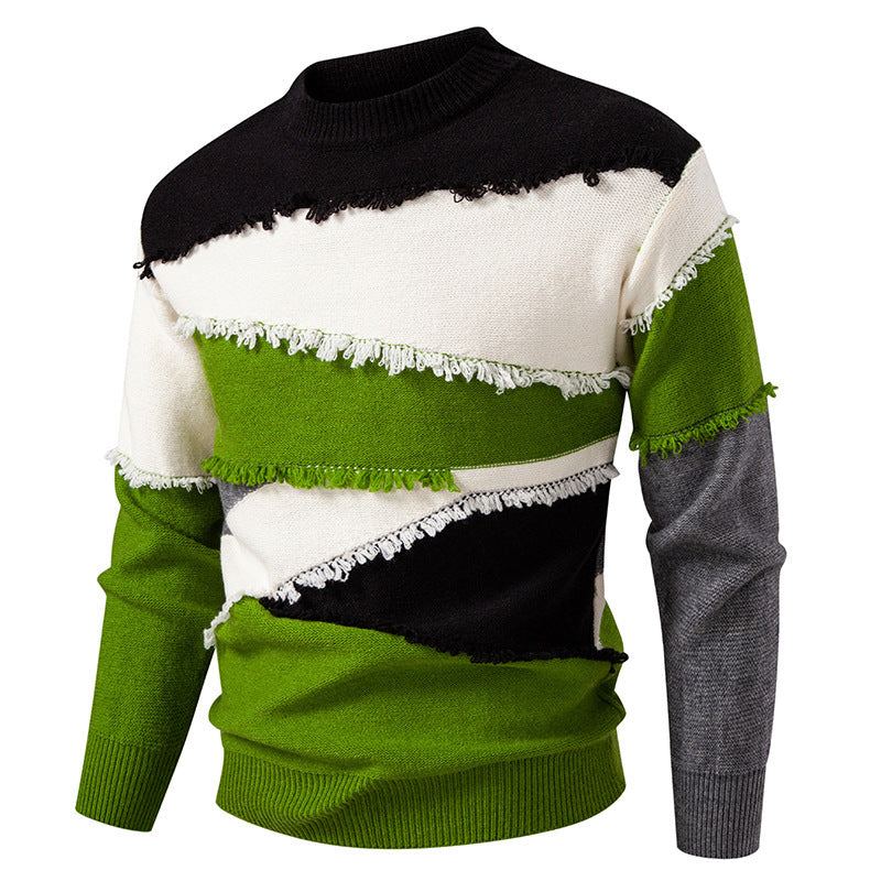 Herren modischer Pullover mit fransigen Details ModeGeist