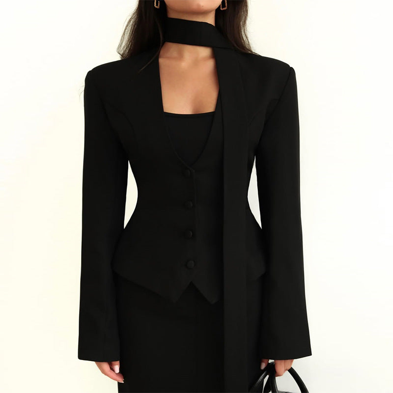 Damen Blazer mit hochgeschlossenem Kragen und voluminösen Ärmeln ModeGeist