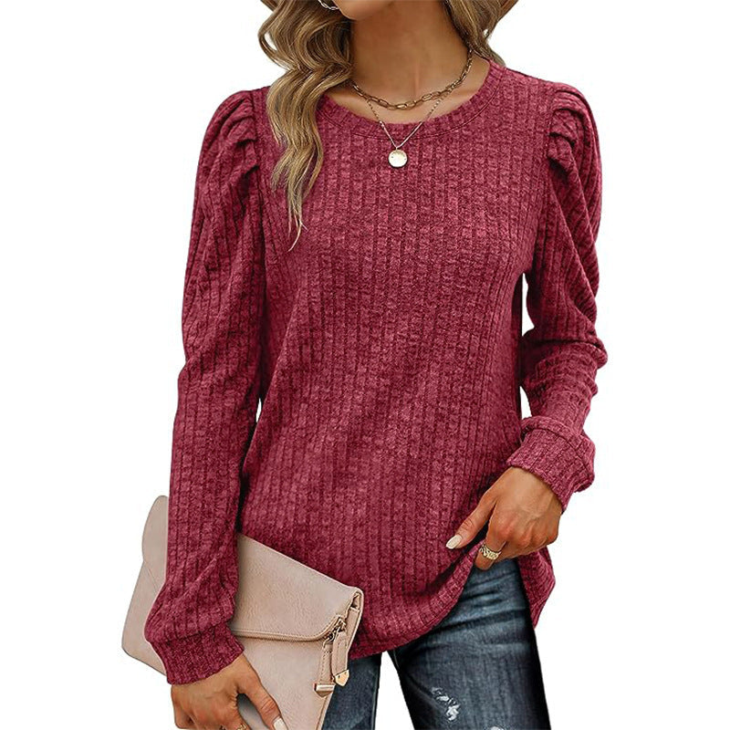 Damen stilvolles Pullover mit gerafften Ärmeln ModeGeist