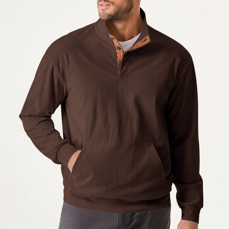 Herren hochfunktioneller Sweatpullover mit Stehkragen und praktischer Kängurutasche ModeGeist