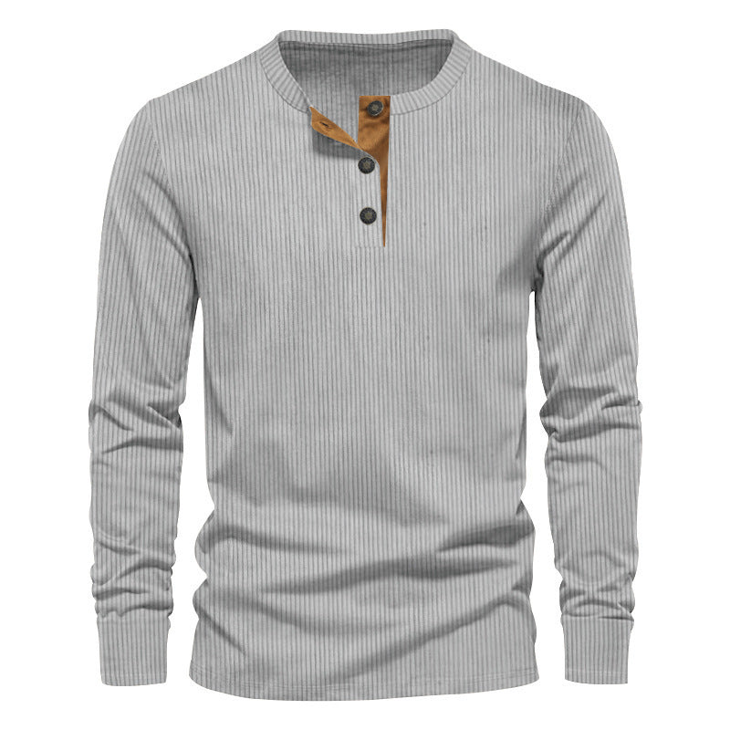 Herren lässiges Langarmshirt mit Knopfleiste und Rippstruktur ModeGeist