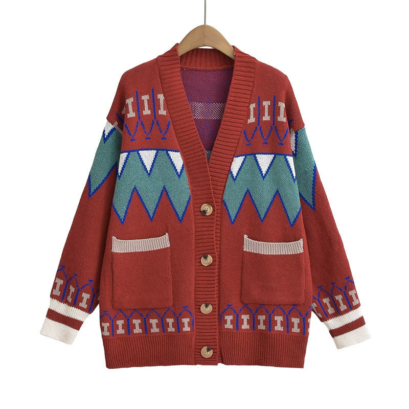Damen Strickjacke mit kreativem Muster und praktischen Taschen ModeGeist - ModeGeist