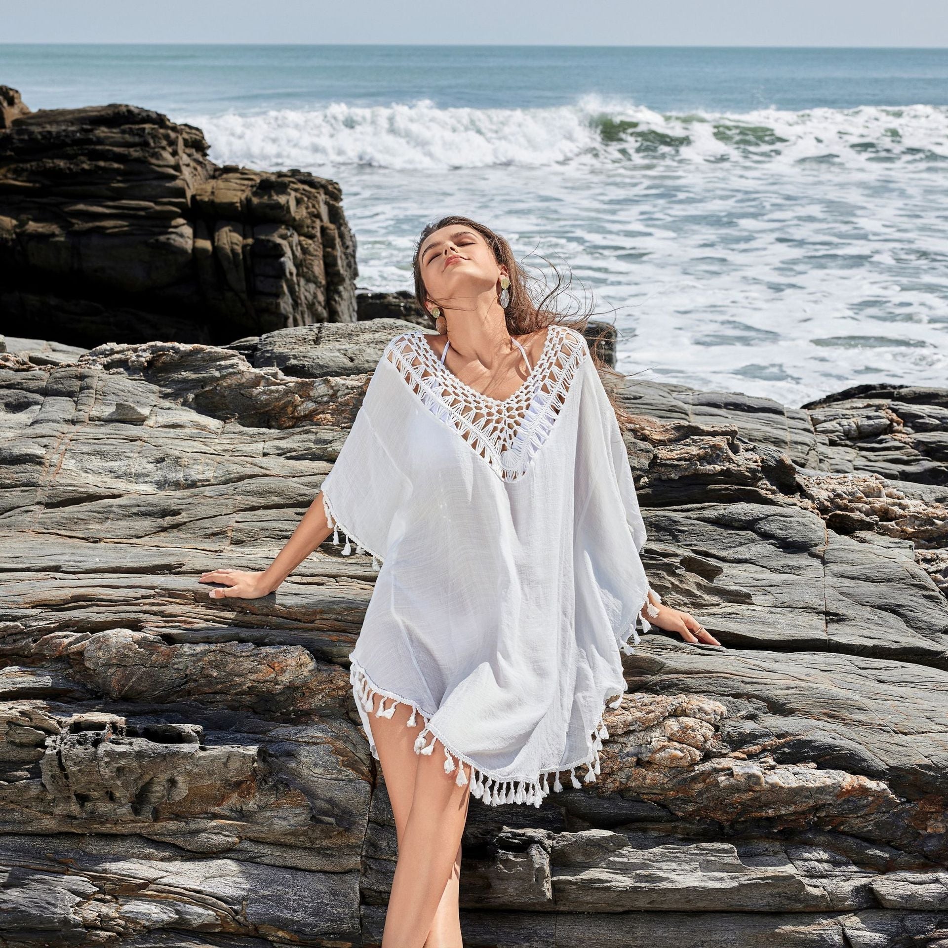 Boho Häkel-Strandponcho für Damen von MODEGEIST
 - MODEGEIST