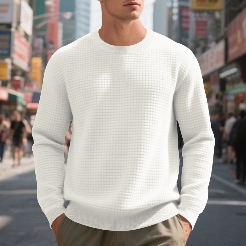 Herren warmer Pullover mit strukturiertem Gewebe und Rundhalsausschnitt ModeGeist
