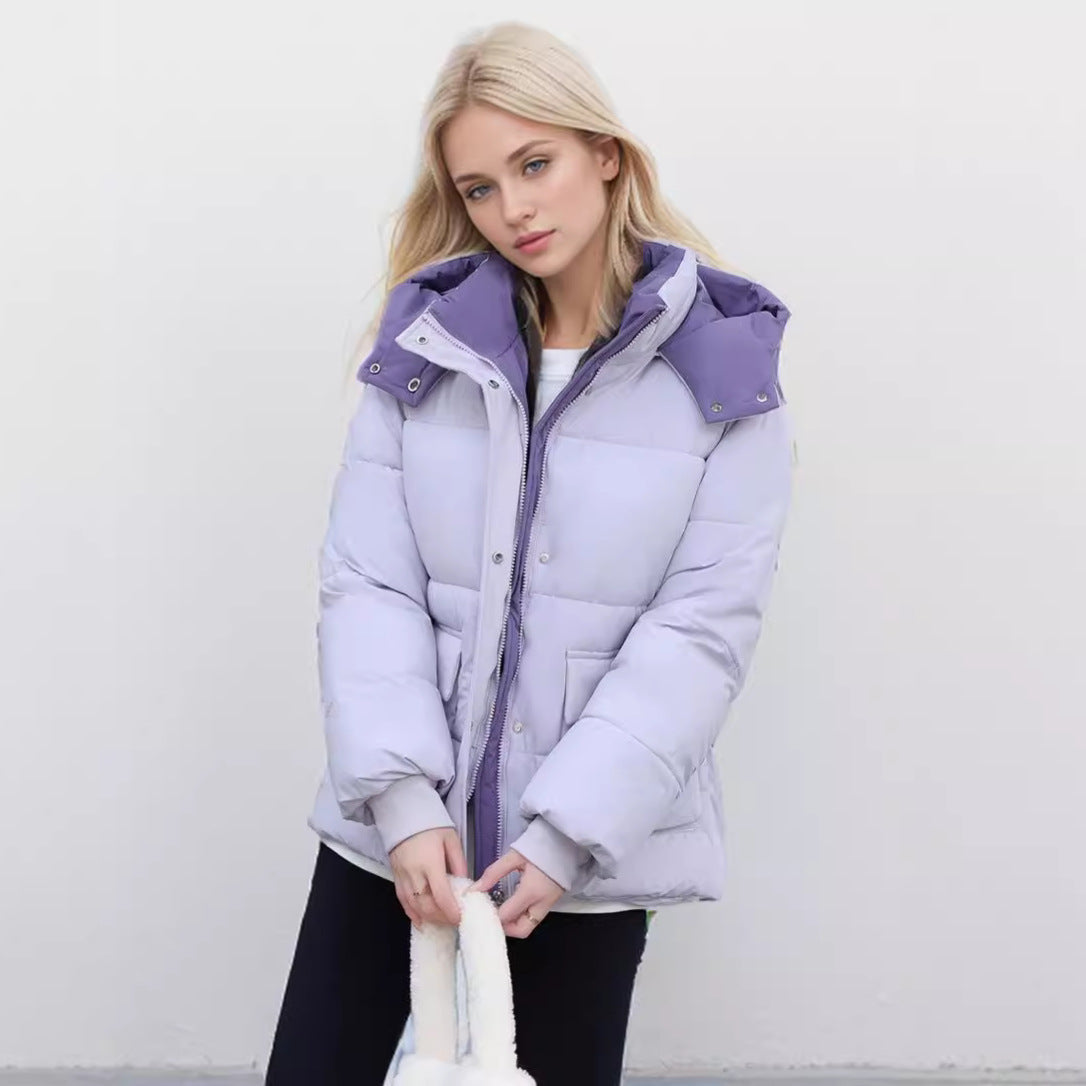 Damen gefütterte Pufferjacke mit großzügigen Taschen und abnehmbarer Kapuze ModeGeist