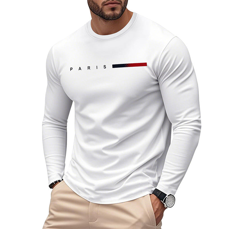 Herren Langarm T-Shirt mit modernem Paris-Druck und elastischem Saum ModeGeist
