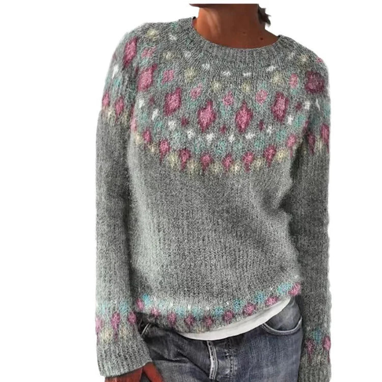 Frauenpullover mit geometrischem Strickmuster