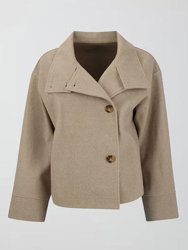 Damen modische Wolljacke mit strukturiertem Kragen und elegantem Schnitt ModeGeist