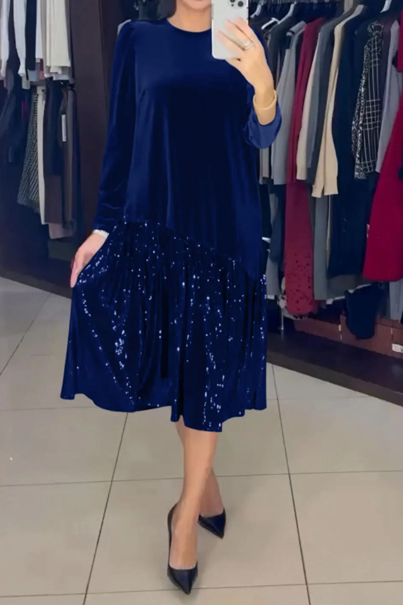 Elegantes Damen Freizeitkleid mit Paillettenrock und weichem Oberteil von MODEGEIST