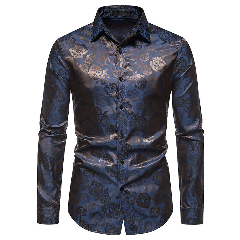 Herren Hemd mit floralen Prägungen und elegantem Glanz ModeGeist