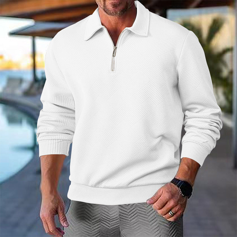 Herren Strickpullover mit kurzer Reißverschlussfront und strukturiertem Design ModeGeist