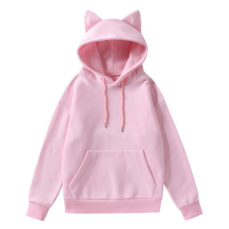 Damen Kapuzenpullover mit Katzenohren und weichem Innenfutter ModeGeist