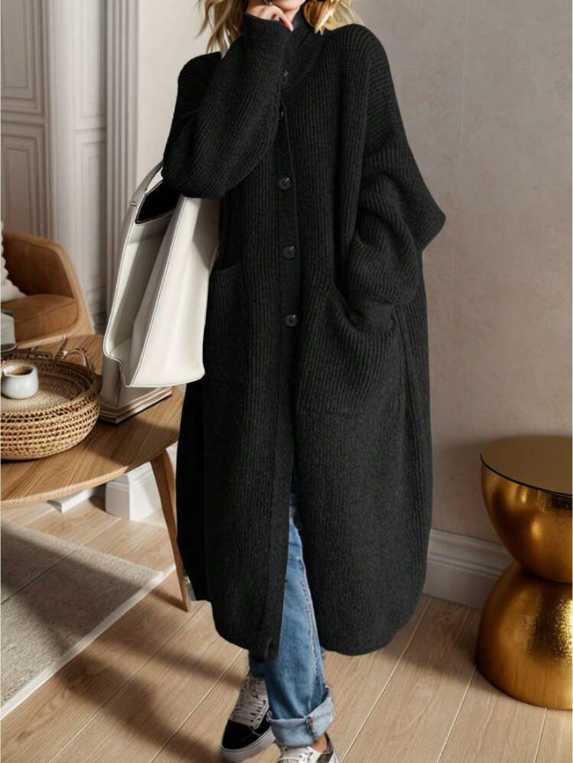 Damen Modische Strickjacke mit großzügigen Taschen und Knopfdetail ModeGeist