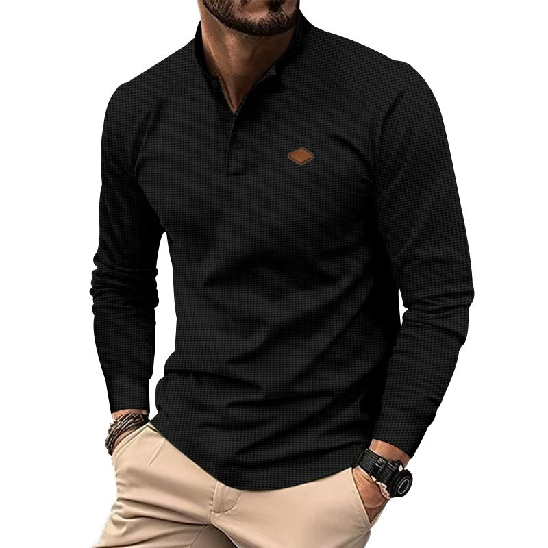 Herren Langarm-Henley-Shirt mit strukturierter Oberfläche und modischen Knopfdetails ModeGeist