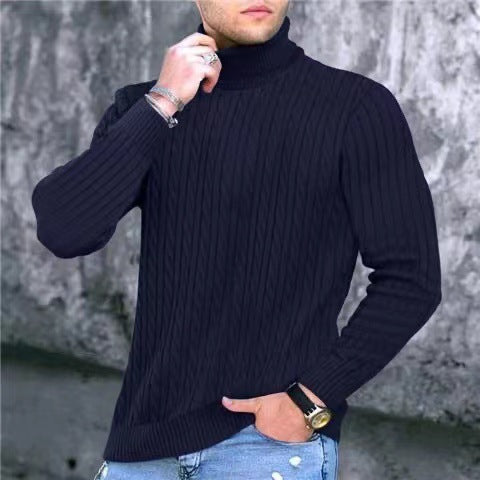 Herren Strickpullover mit modernem Rippmuster und hohem Kragen ModeGeist