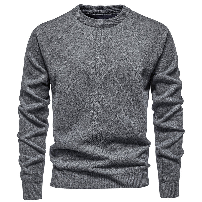 Herren Strickpullover mit strukturiertem Rautenmuster und klassischem Rundhalsausschnitt ModeGeist