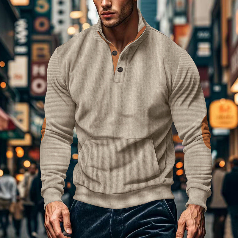 Herren lässiger Pullover mit Stehkragen und Knopfleiste ModeGeist