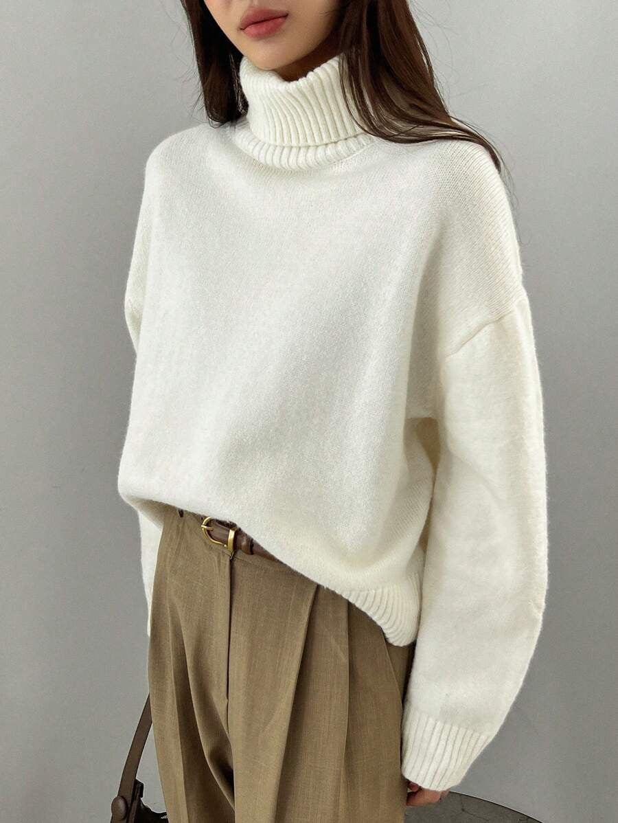 Damen oversized Rollkragenpullover aus weichem Material ModeGeist