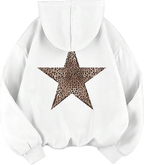 Damen lässiger Kapuzenpullover mit leopardem Muster auf Stern ModeGeist