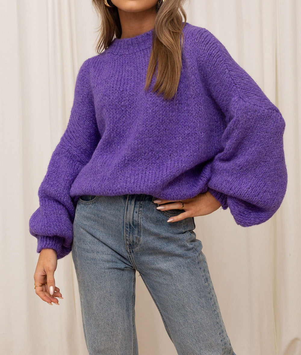 Damen gemütlicher Oversize-Pullover mit voluminösen Ärmeln und weichtexturiertem Strick ModeGeist