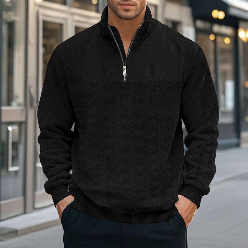 Herren Strickpullover mit modernem Stehkragen und Reißverschluss ModeGeist