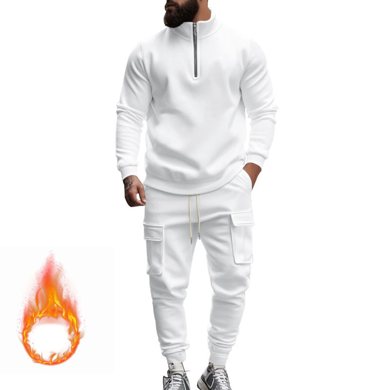 Herren Sportliches Fleece-Set mit funktionalem Reißverschluss und Cargo-Hosen ModeGeist