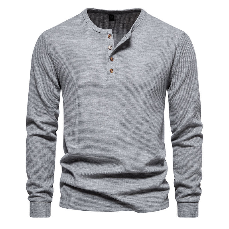 Herren Langarmshirt mit Knopfleiste und strukturiertem Design ModeGeist