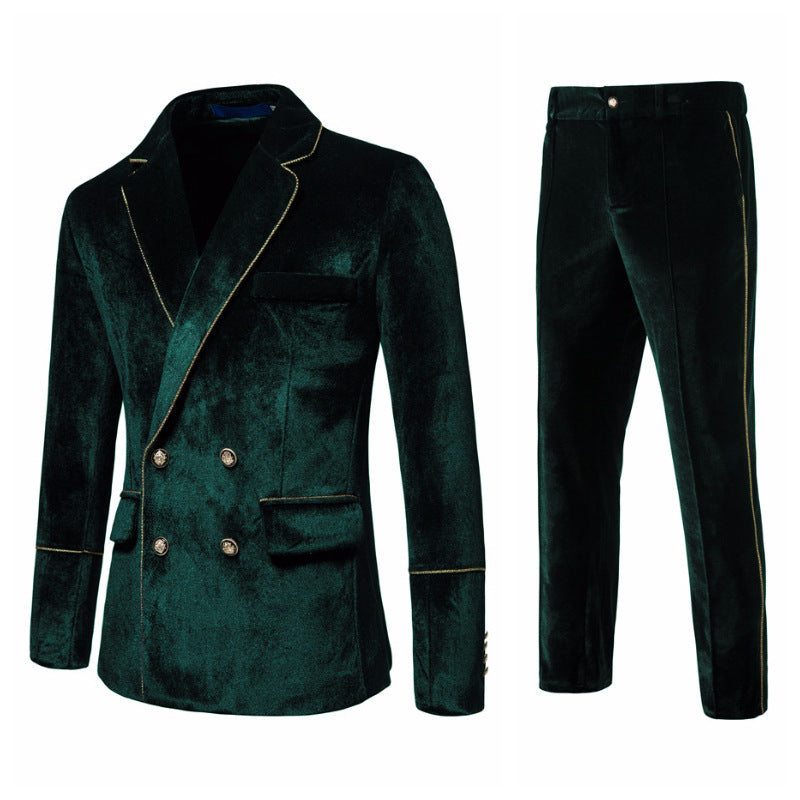 Herren elegantes Samtanzugset mit glänzendem Finish und modernem Schnitt ModeGeist
