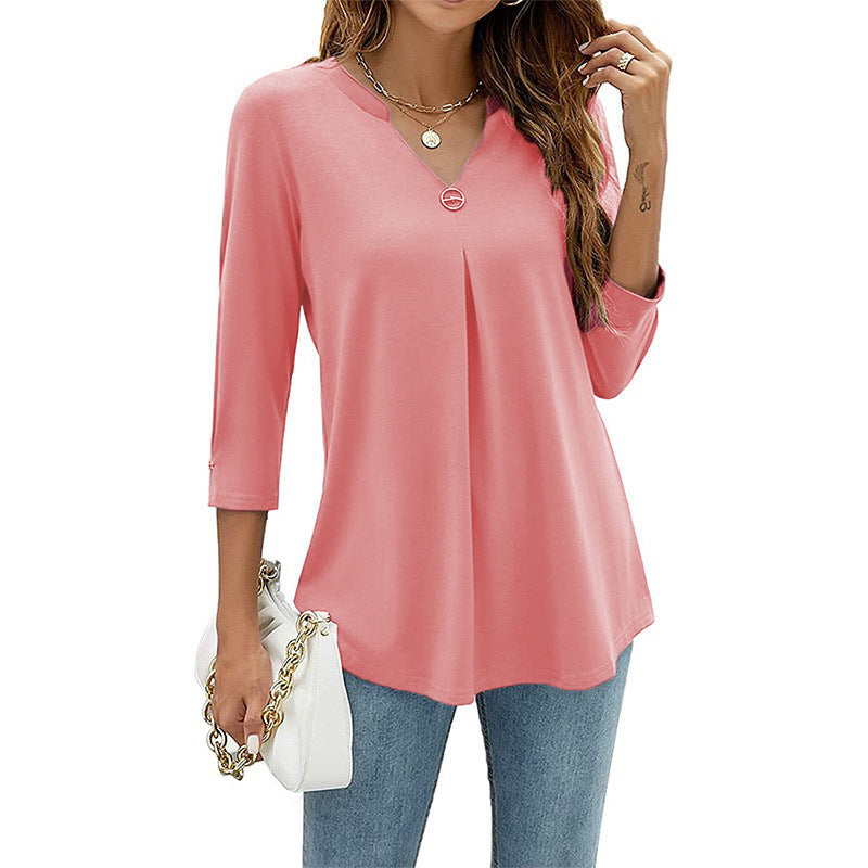 Modisches Damen Langarmshirt mit eleganter Knopfleiste und A-Linie Schnitt