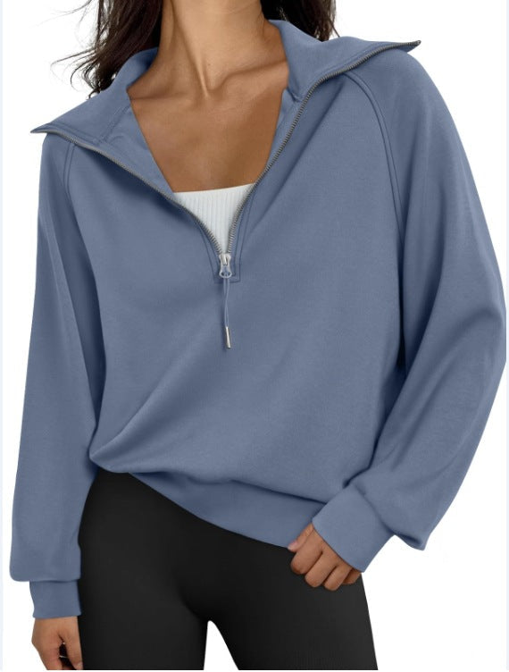 Damen lässiger Sweatpullover mit hohem Kragen und Reißverschluss ModeGeist