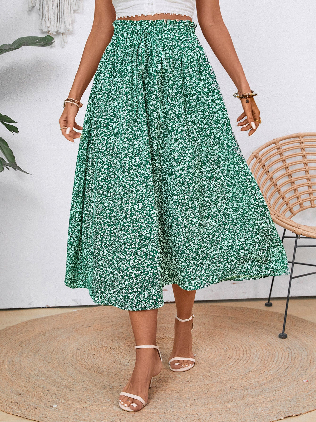 Damen Midi-Rock mit floralen Print ModeGeist