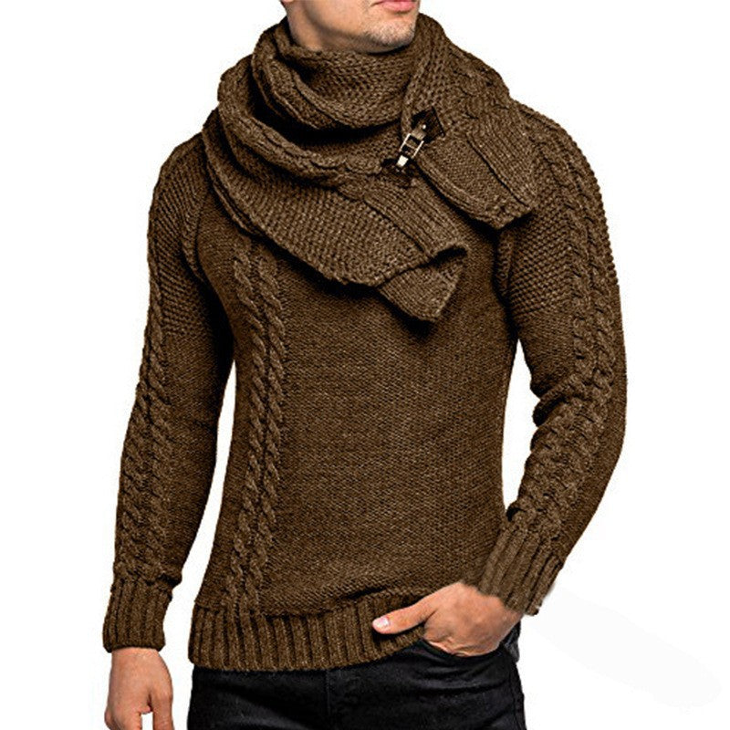 Herren Strickpullover mit integriertem Schal ModeGeist